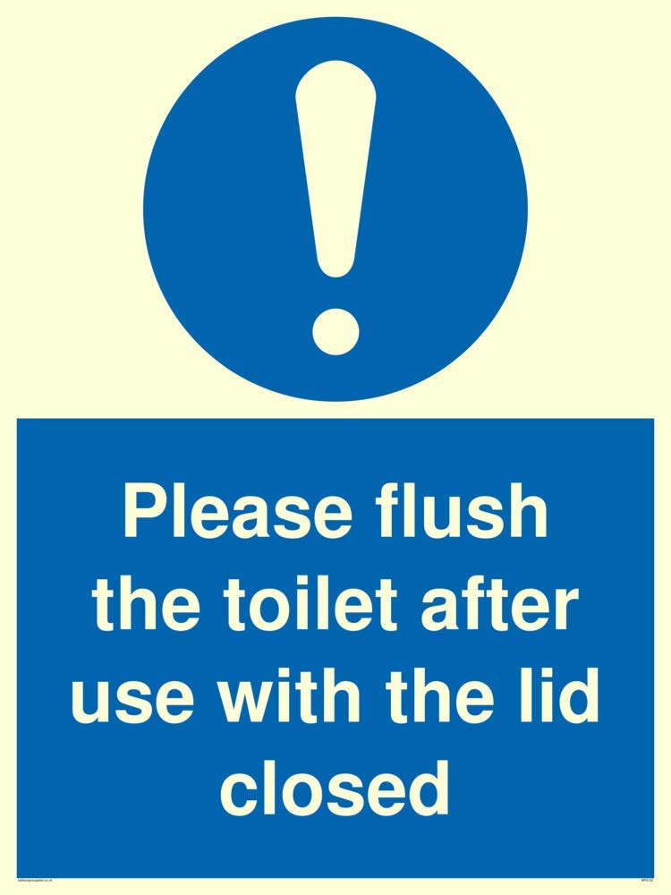 Please flush the toilet after use with the lid closed