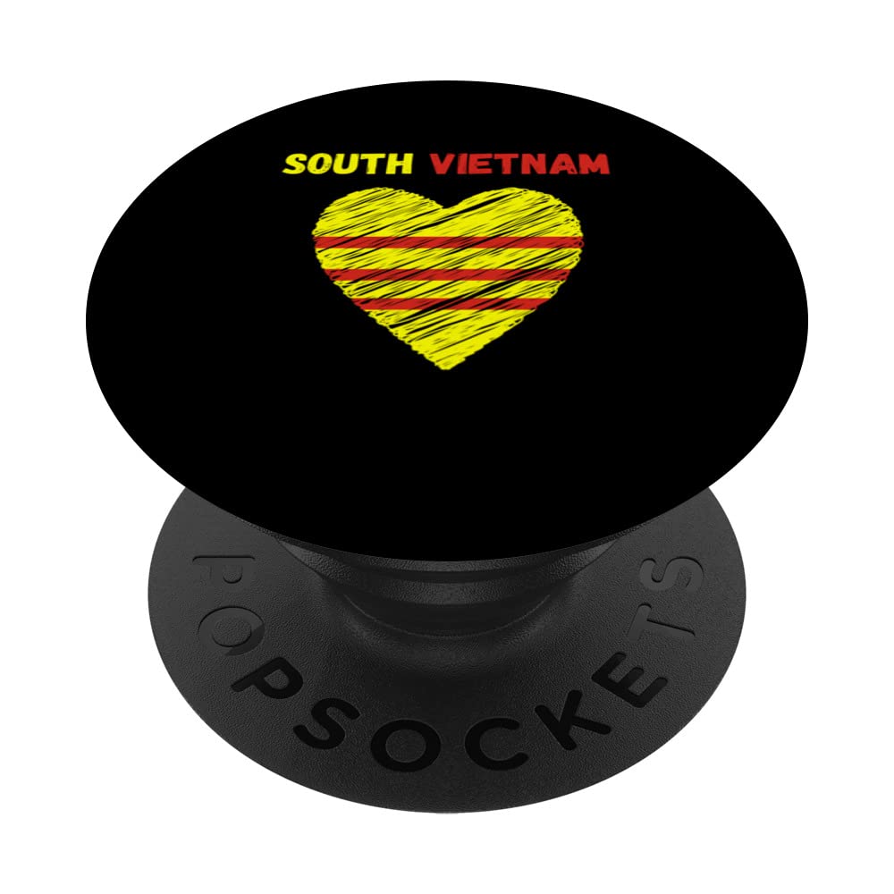 South Vietnam Flag Pride Grunge Vintage Vietnamese Flag PopSockets Swappable PopGrip