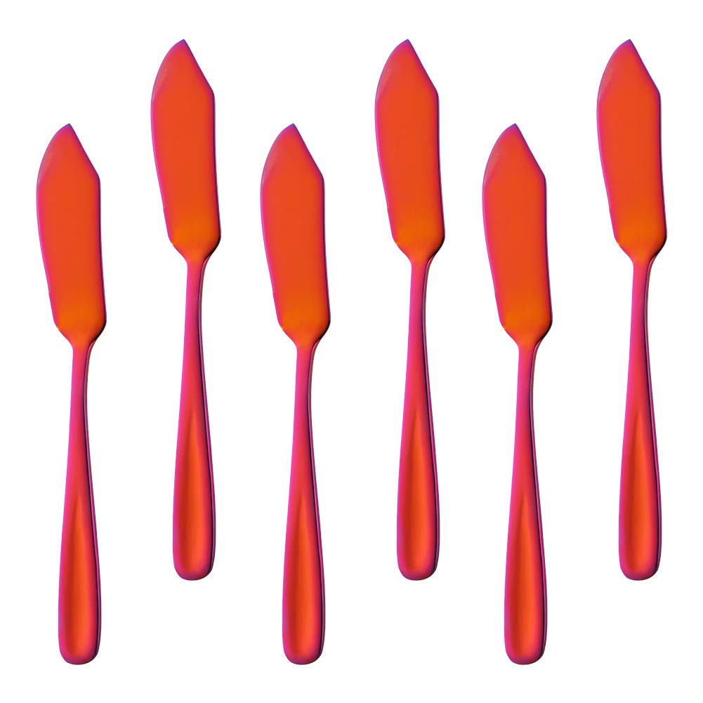 Buyer Star Stainless Steel Butter Knife, Cheese Spreaders 6 Pieces Magic Red Jam Knives for Jelly Jam Dessert Butter Sandwich