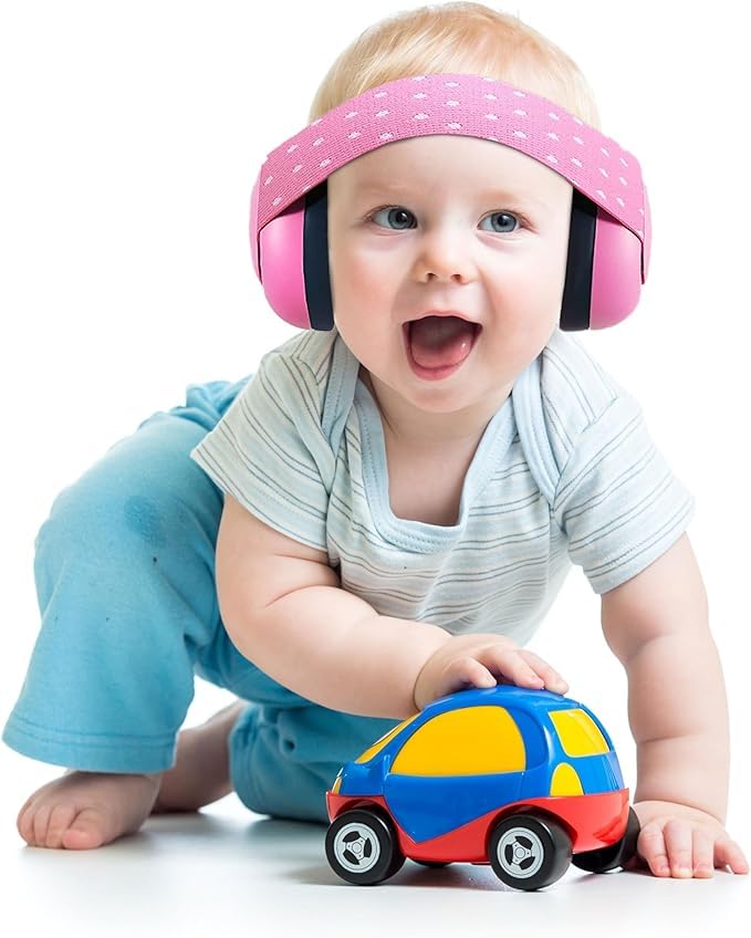 HLYWEI Infant Ear Defenders, Newborn Sound Cancelling Headphones, Adjustable Hearing Protection Safety Earmuffs, Baby Folding Noise Reduction Ear Protectors For 0-3 Kids Children Sleeping Airplane