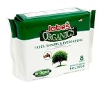 Jobe's Organics Tree, Shrub & Evergreen Fertilizer Spikes with Biozome, 8-2-2 Organic Time Release Fertilizer Feeds Trees Shrubs and Evergreen Trees All Season Long, 8 Spikes per Package