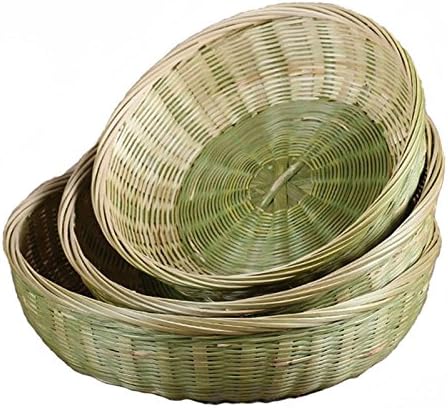 Round Woven Bread Roll Baskets, Food Serving Baskets, Natural Bamboo Basket, Storage Basket (3)