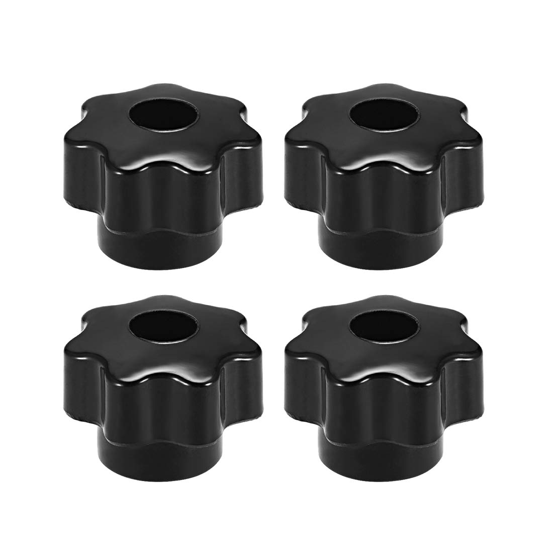 sourcing map 4 Pcs Star Knob Grip Handle M6 Diameter Brass Insert Female Thread Bakelite Black