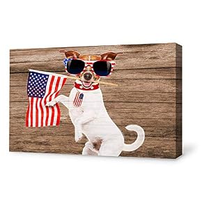Funny Animal USA Flag Painting Wall Poster Decor...