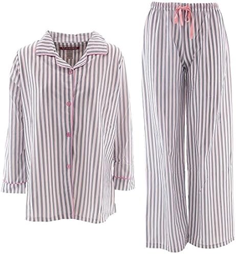 Love Lounge Wear Women's Valentine's Day Gray Striped Coat-style Pajamas S