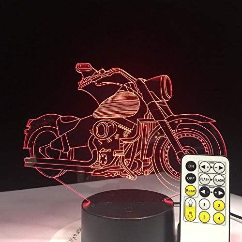 Onmyfly 3D Night Light Lamp Motorbike 3D Visual Bulb Optical Illusion Colorful LED Table Lamp Touch Romantic Holiday Night Light Man Gifts