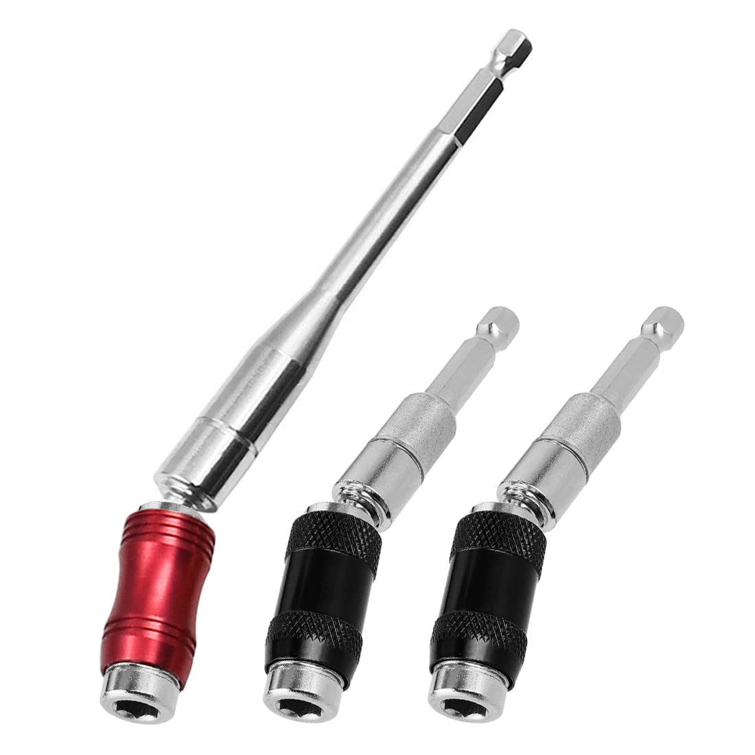 Saipor 3PCS Adjustable Pivot Bit Holder Magnetic Pivoting Bit Tip Holder 1/4" Hex Shank Drill Bit Extension Quick Release Flexible Screw Drill Tip Extension Rod for Tight Spaces/Corners (88mm+145mm)