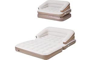 TXZ outdoor Full Size Air Mattress for Inflatable-Portable Blow Up Mattress Sofa Bed with Flocked top-Double Air Couch for Tent Camping/Car Travel Backpacking/Family Leisure(White)