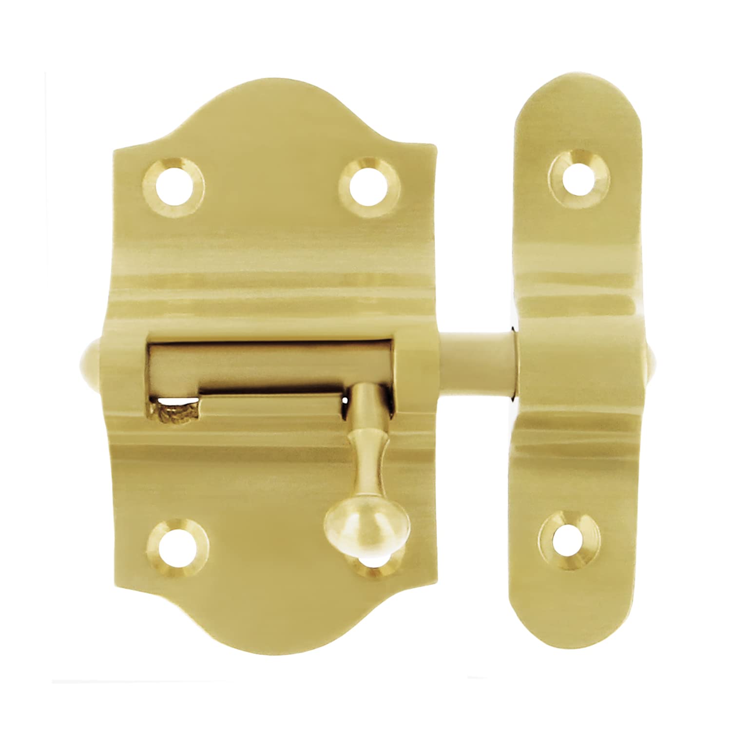 Amig - Overlap Pin for Doors Mod.720 | 40 x 70 mm | Security Latch for Horizontal Closing | Brass with Matte Gold Finish | Includes Coach Screws