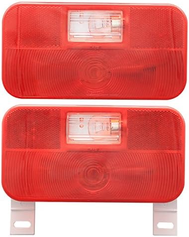 OTTOSUN Red Surface Mount Tail Light with White Base RV Stop/ Turn/ Tail/Backup Light For Safe Driving On The Road (Right+Left OTTO-STN1617)