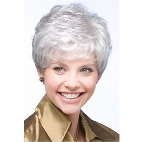 Amazon Com Nawigs Ladies Silver Grey Short Curly Wigs For