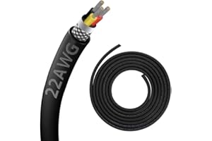 ZHONG HUA JIANG 22AWG 22/3 3 Core Shielded Wire CNC Wire (30FT) UL2464 Tinned Copper Core 22 Gauge Cable Speaker Wire for CNC Router Machine, CNC VFD Spindle, Electrical Appliance, Transformer and 3D Printer,etc