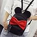 Women Girls Cute Mini Backpack Casual Travel Mouse Ear PU Leather Shoulder School Bag Rucksack Daypacks, Black, One Size