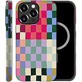 TnXee Case Compatible with iPhone 16 Pro,Compatible with MagSafe,Fall Prevention Hybrid 2-Layer Hard Shell Cases for Girls Boys,Classic Checkerboard Color