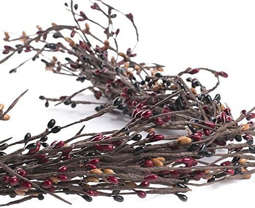 Fall and Thanksgiving Artificial Burgundy, Black & Brown Pip Berry Garland - Year Round Rustic Berries, Farmhouse Home Decor for Table Arrangements, Fireplace Mantel, and Decorations (54" Long)