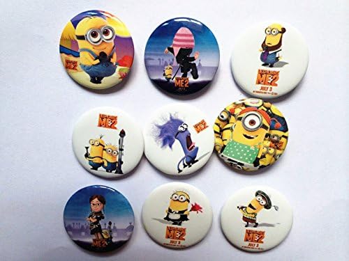 Set of 9 Despicable Me Minion Badge Pins Button and 1 Free Bracelet