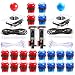 Qenker 2 Player LED Arcade DIY Parts 2X USB Encoder + 2X Joystick + 20x LED Arcade Buttons for PC, MAME, Raspberry Pi, Windows (Red & Blue Kit)