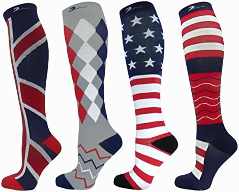 Swell Relief Patriotic Graduated Moderate Compression Sock Set of 4 Pair