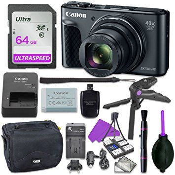 Canon Powershot SX730 Point & Shoot Digital Camera Bundle w/ Tripod Hand Grip , 64GB SD Memory , Case and More (Best Small Digital Camera With Viewfinder)