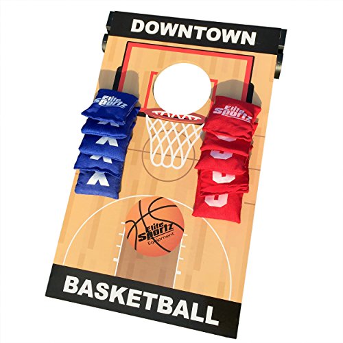 Elite Sportz Junior Bean Bag Toss Game - 2 Games on 1 Board - Tic Tac Toe and Cornhole Party Games for Kids (Basketball)