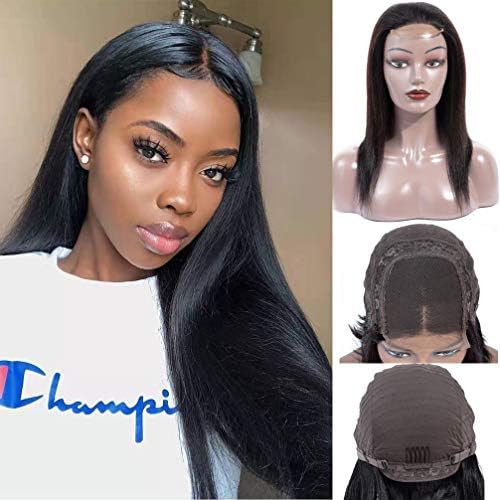 Straight Human Hair 4X4 Lace Part Wigs Unprocessed Remy Brazilian Virgin Human Hair Natural Color (22")