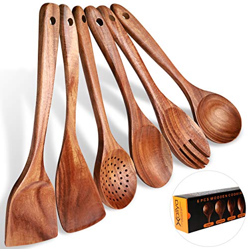 Wooden Spoons For Cooking, Kitchen Wooden Utensils Set, 6Pieces Wooden