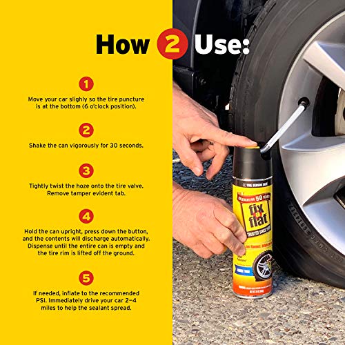 Slime Fix-A-Flat S60430 Aerosol Emergency Flat Tire Repair and Inflator, for Large Tires, Eco