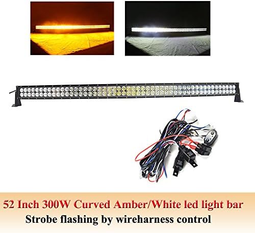 NKLighting 300 Watts 52" Curved Amber white color led light bar for truck,4x4 offroad ,SUV Driving + Free wireharness Switch