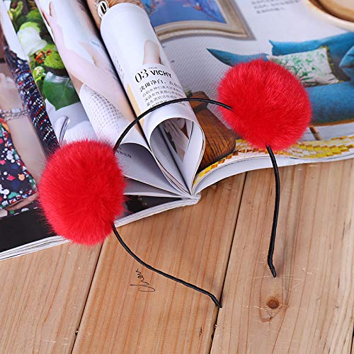 Coobbar 6Pcs Cute Faux Fur Pom Balls Headbands Girls' Hairbands Bath Spa Make up Headbands for Women