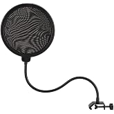 Metal Microphone Filter 360 Degree Adjustable with Gooseneck Stand | Microphone Windscreen, Dual Layered Wind Screen, Versatile, Sturdy, for Video Studio Home,Recording Studio