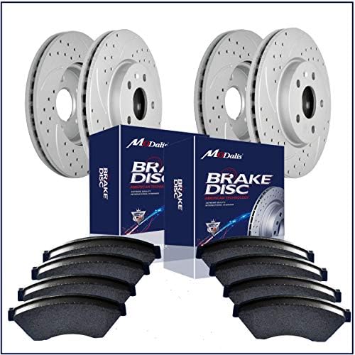 Front+Rear Drilled Slotted Kit Compatible Replacement for 2008-2011 Accord(EX/EX-L ONLY) 2009-2010 Honda TSX (4 Brake Rotors & 8 Ceramic Pads)