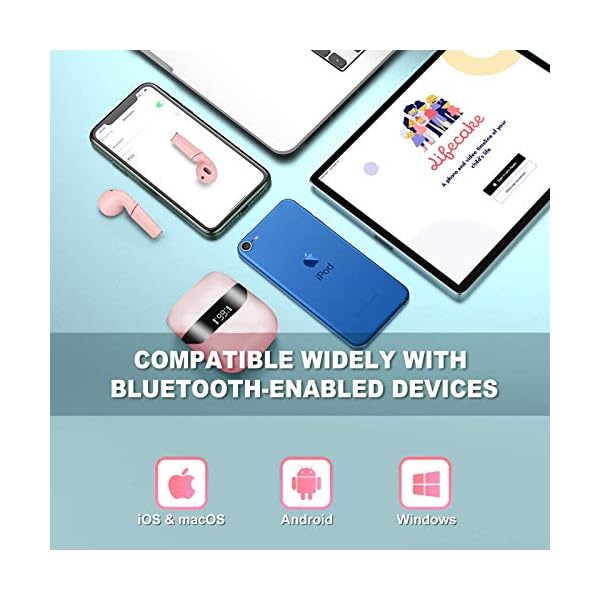 Wireless-Earbuds-Headphone-Bluetooth-50-in-Ear-Earphone-Touch-Control-with-Mic-RGB-Sweatproof-Noise-Canceling-USB-C-Quick-Charging-Case-Compatible-with-iPhoneAndroidPC-for-Sport-Work-RunningPink Sendowtek Wireless Earbuds Pink Bluetooth in Ear Headphone Touch Control with Mic RGB Sweatproof Noise Canceling…