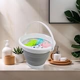 SAMMART Collapsible Bucket 5.5L White Grey Round TPE PP 25.5cm dia view 6