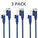 Micro USB 2.0 Android Cable, DECVO Right Angled Fast Charging Cord 90 Degree Reversible Double-Sided Micro Connector Braid Compatible with Samsung Galaxy, Nexus, LG, Motorola More -Blue (3 Pack 6 FT)