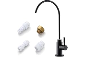 Water Filter Faucet, VMASSTONE Reverse Osmosis Faucet Fits Most RO Units or Water Filtration System in Non-Air Gap, Lead-Free Stainless Steel Drinking Water Faucet for Bar Kitchen Sink, RV (DM001 MB)