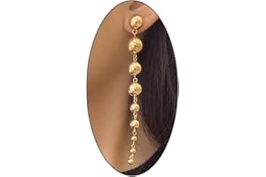 GIGB PBDK Gold Silver Ball Dangle Drop Earrings for Women Lady,Long Round Ball Chain Statement Tassel Dangle Earrings Party Prom Jewelry Gifts