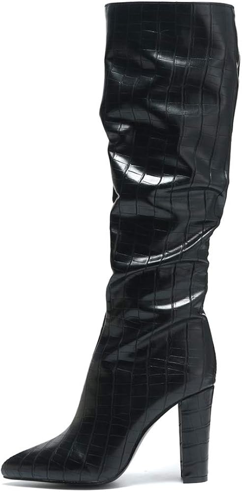 snakeskin slouch boots