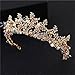 Crystal Rhinestone Crown Gold Tiara for Women Pearl Flower Bridesmaid Hair Accessories