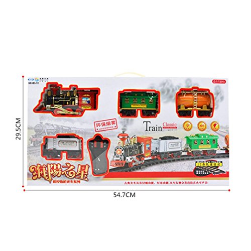 Leegor Electric Steam Smoke RC Train Set Model Toy Gift Remote Control Conveyance Track Car Kids Christmas Gift Birthday Present (C) - Thumbnail 5