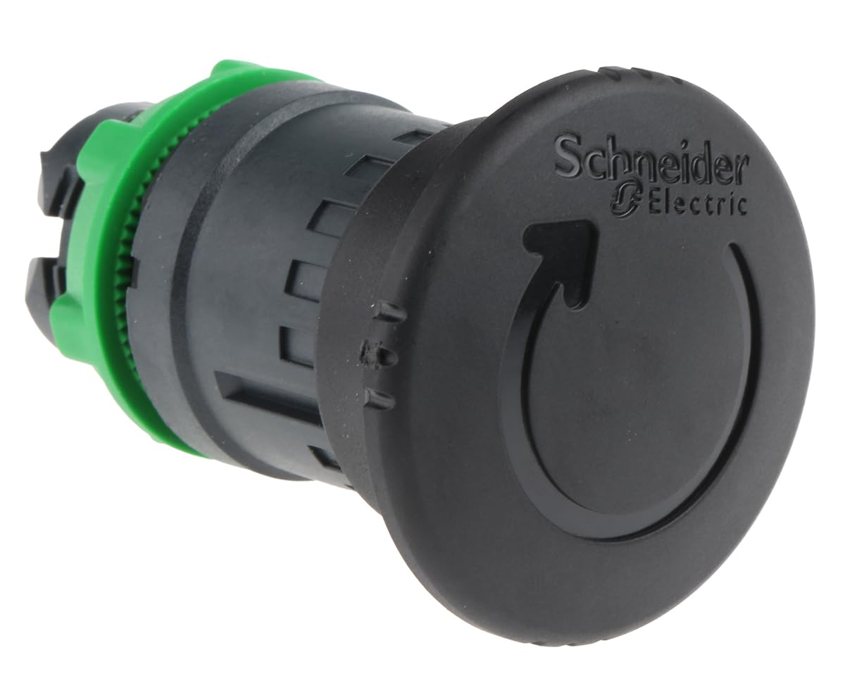 Schneider Electric ZB5AS52 Mushroom Pushbutton 40mm Dia, Estop 40Mm Turn Rel Blk