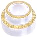 WDF 102pcs Gold Plastic Plates -Clear with Hammered Design Crystal Disposable Wedding Party Plates Include 51 Plastic Dinner 10.25inch/51 Salad/Dessert Plates 7.5inch