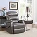 Divano Roma Furniture Classic Plush Bonded Leather Power Lift Recliner Living Room Chair, Large, Grey