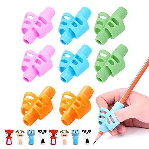 Pencil Grips - BUSHIBU Children Pen Writing Aid Grip Set Posture Correction Tool for Kids Preschoolers Children,Hollow Ventilation Colorful(16PCS) - Thumbnail 7