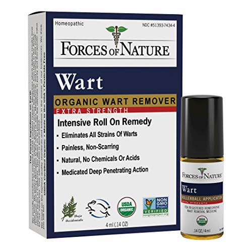 Forces Of Nature -Natural, organic wart Extra Strength Remover (4ml) Non Gmo, No Harmful Chemicals, Nontoxic -Eliminate Planter, Facial, Flat, Body, Hands, Fingers & Foot Warts At The Root