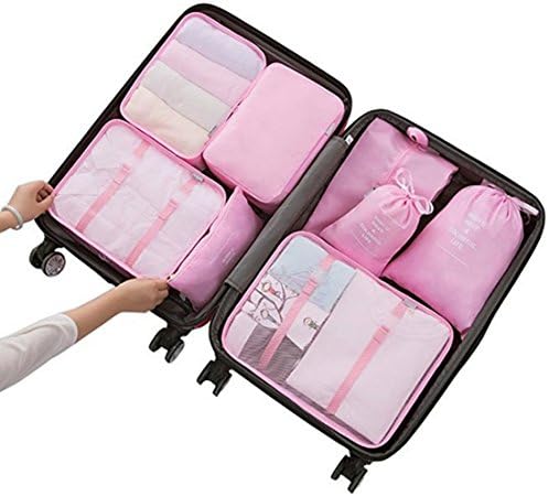 8 Set Travel Organizer,Waterproof Mesh Durable Luggage Organizer Packing Cubes with Bra Shoe Bags