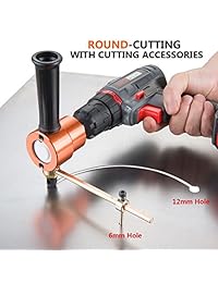 REXBETI   Cortador de doble cabeza, con perforación y troquel adicionales, 1 orificio de corte y 1 taladro de paso, perfecto para corte de curva recta y círculo, 12.00 volts
