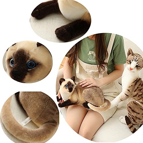 GUDVES Siamese Cat Stuffed Animal, Shorthair Cat Realistic Plush Cat Stuffed Toys, Gift for Kids