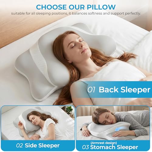 Frost IX Memory Foam Pillow, Slow-Rebound Memory Foam, Pillows for Neck And Shoulder Pain, Ergonomic for Side Sleeper, Neck Pillow for Side Back Stomach Sleeper (Grey)