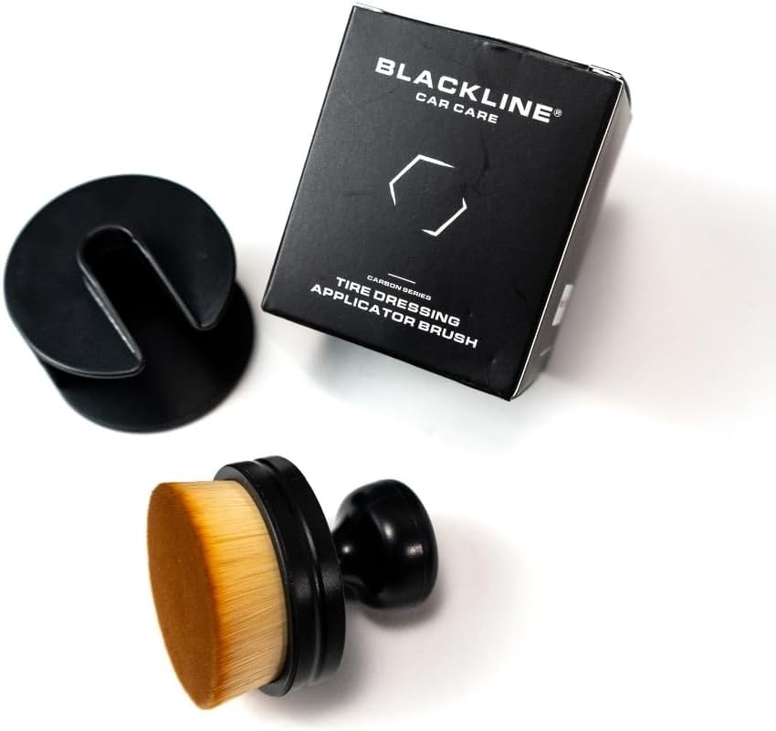 Photo 1 of Blackline Reusable Tire Shine Applicator Brush – Soft Bristle Tool for Even Application, Ergonomic Grip with Drainable Stand, Mess-Free Gel & Liquid Tire Dressing Brush for Trim and Rubber Surfaces