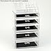 d'Moda Designs Crystal Clear Acrylic, Deluxe Deep Drawer Makeup and Jewelry Organizer with 2 Deep Storage Drawers for Lipstick, Brushes, Nail Polish, Compacts and Cosmetics